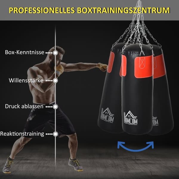 Boxningssäck Set, Ø30x120 cm, Svart-Röd