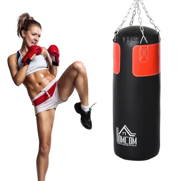 Boxningssäck Set, Ø30x120 cm, Svart-Röd
