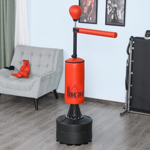 Boxningssäck Set, 3-tlg, 88x48x155-205 cm, Svart Röd