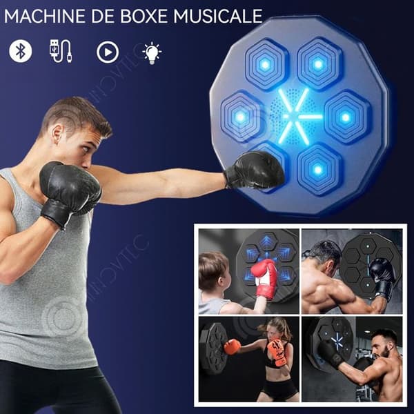 INN Boxningsmaskin 400x400x75mm väggboxningstränare med rytmisk musik Bluetooth smart tyst stötdämpande boxningshandskar
