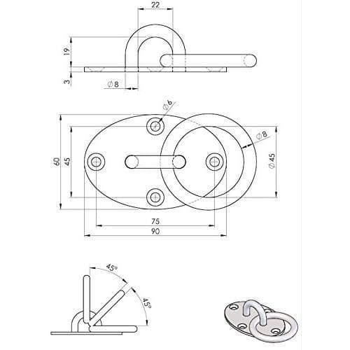 eaglefit Unisexe - Adulte Vägg- och Takstöd i Rostfritt Stål för Sling Trainer eller Boxsäck (Oval) Standard - 1022