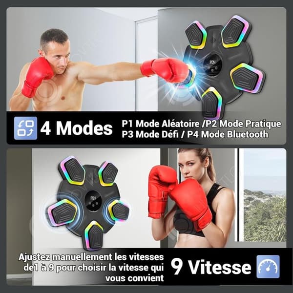 INN Boxningsmaskin 45x45x4cm Musikaliskt Bluetooth-mål för boxning, trådlöst, utan slag, lämpligt för både vuxna och barn