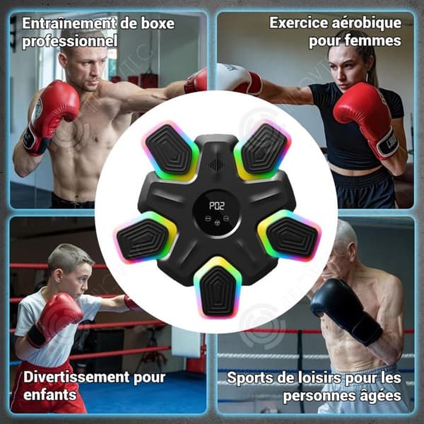 INN Boxningsmaskin 45x45x4cm Musikaliskt Bluetooth-mål för boxning, trådlöst, utan slag, lämpligt för både vuxna och barn