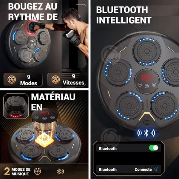 INN Boxningsmaskin 40 x 40 cm trådlös multi-läge intelligent räknande intelligent musik passar för vuxna och barn