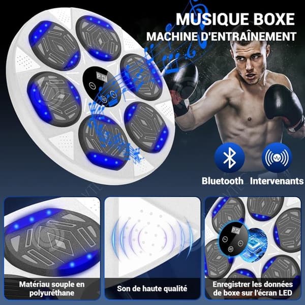 INN Boxningsmaskin 40 x 40 x 4,7 cm trådlös multimode intelligent räknare smart musik hemmaträning vit