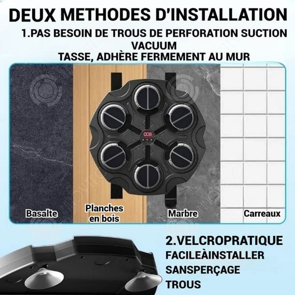 INN Boxningsmaskin 34,6 x 4,5 x 35 cm justerbar med 15 hastigheter, musikinspelnings mål för boxning, smart Bluetooth, automatisk räknare, svart