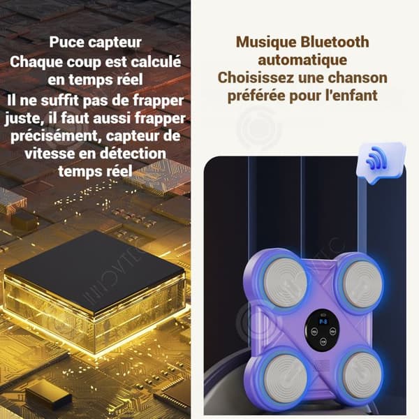 INN Boxningsmaskin 30x30x6cm trådlös utan slag Bluetooth musik boxningsmål anpassad för vuxna och barn lila