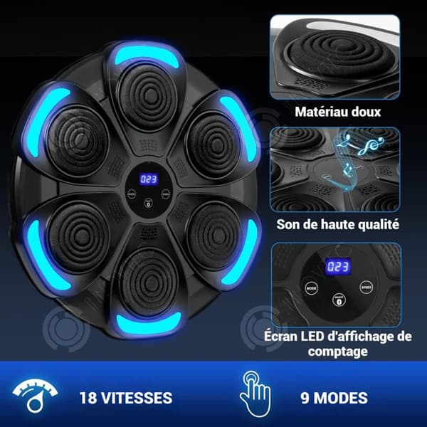 INN Boxningsmaskin 40 x 40 cm trådlös multi-läge intelligent räknande intelligent musik passar för vuxna och barn