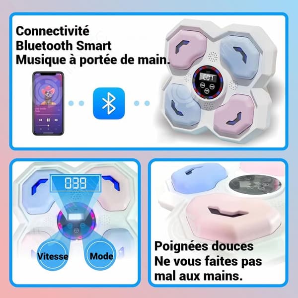 INN Boxningsmaskin 33*31*10cm Fyra lägen Bluetooth intelligent Lämplig för vuxna och barn Slagljuseffekt