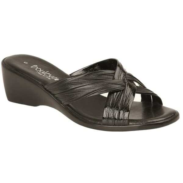 Boulevard Womens/Ladies X Over Mule Sandals Black Matt/Patent 8 UK