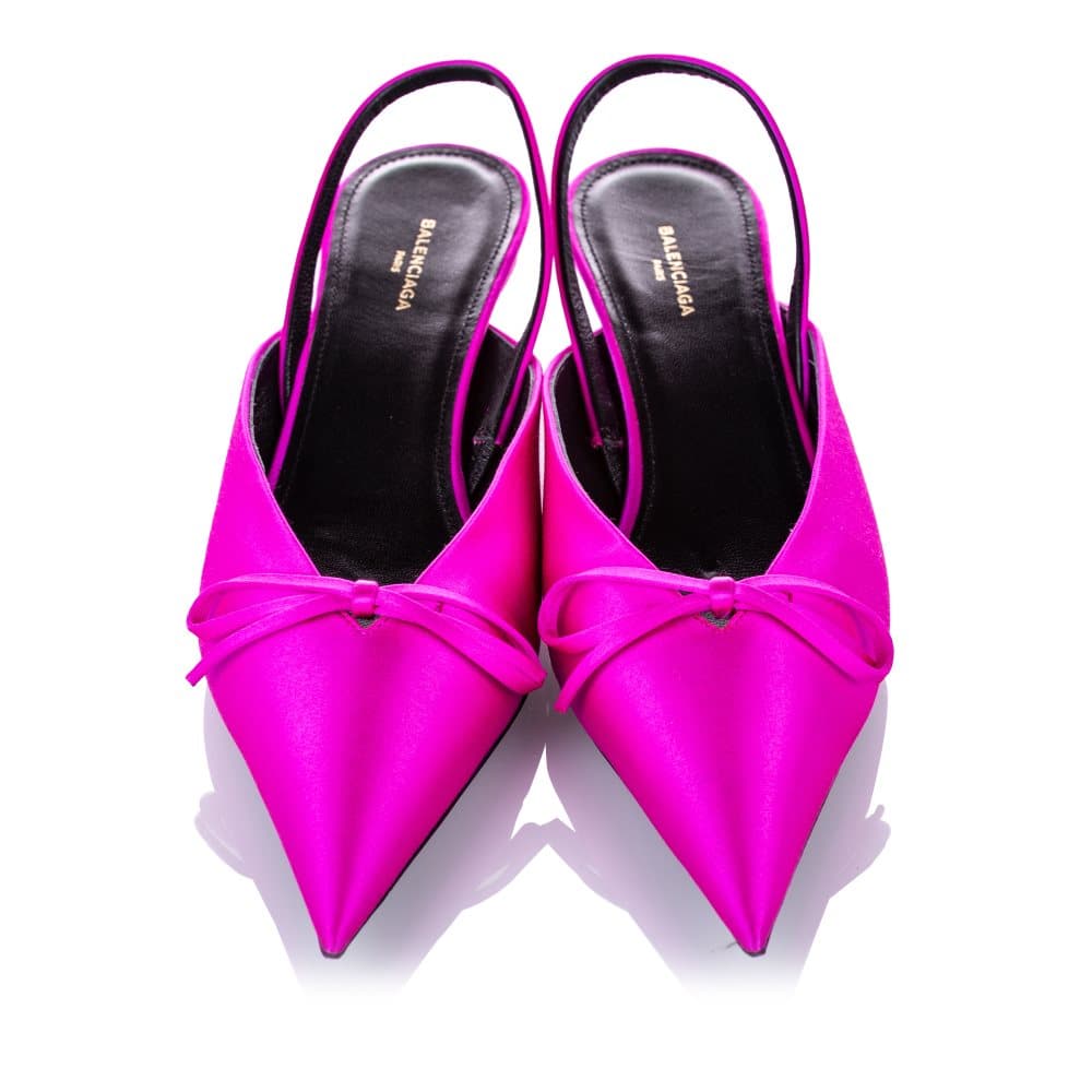 Balenciaga Knife Slingback Satin Mule Pink