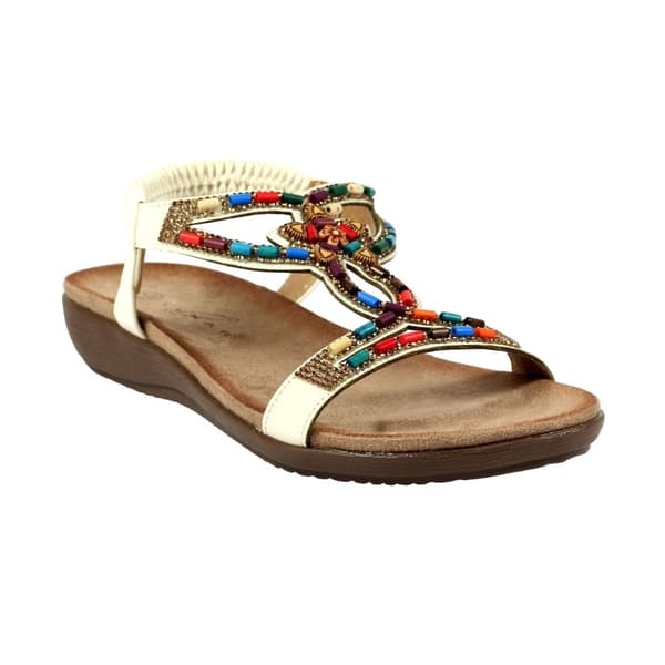 Lunar Womens/Ladies Mariella Beaded Sandals White 6 UK