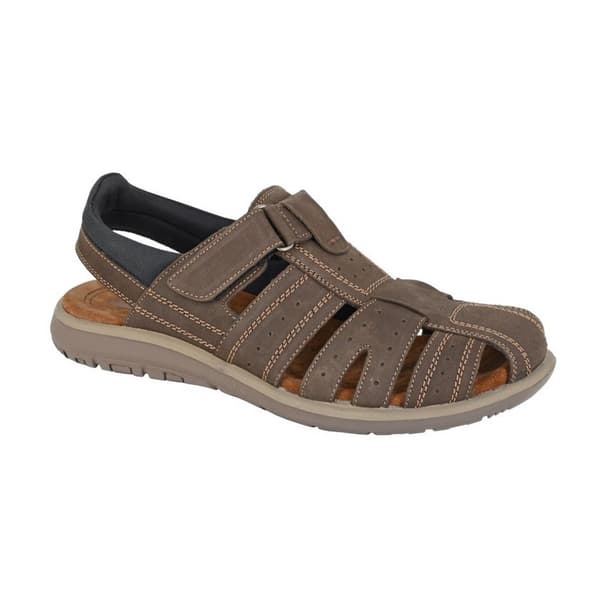 Roamers Sandaler i läder med beröringsskydd för män Brown 8 UK