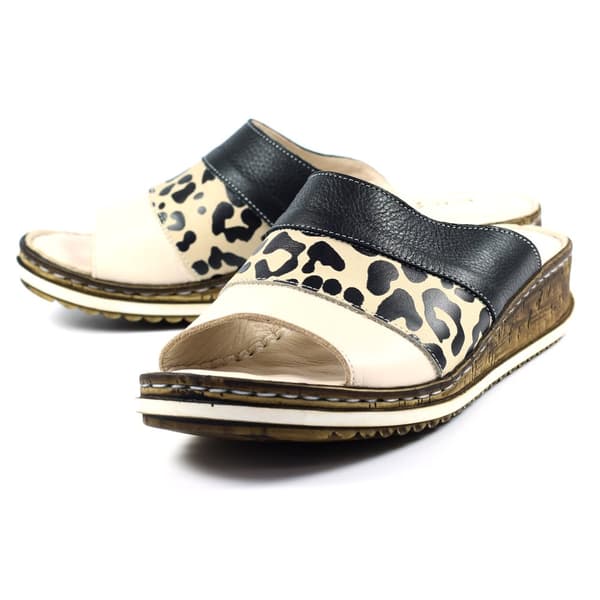 Lunar Dam/Skola Appleby Ocelot Print Läder Sandaler