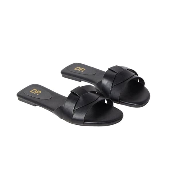 Dorothy Perkins Interwoven platta mulesandaler för dam och dam Black 6 UK