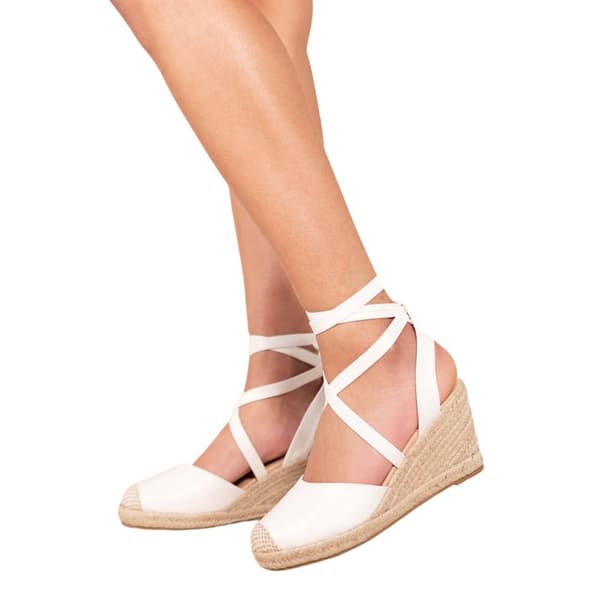 Where's That From Womens/Ladies Juniper Lace Up Low Wedge Espadrilles White 8 UK