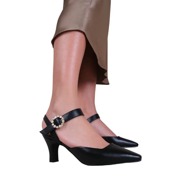 Where's That From Dam/Dam New Diamante PU Sandaler med spänne och bred mellanhög klack