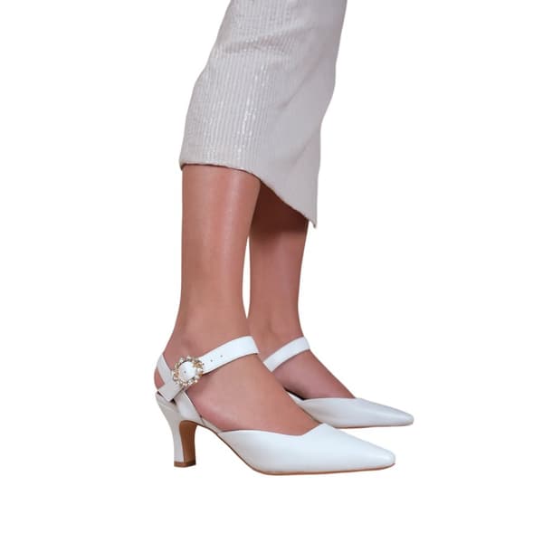 Where's That From Dam/Dam New Diamante PU Sandaler med spänne och bred mellanhög klack