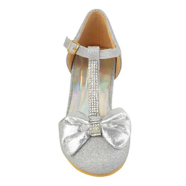 Where's That From Girls Chava Bow Faux Leather Diamante Mid High Heel Sandals