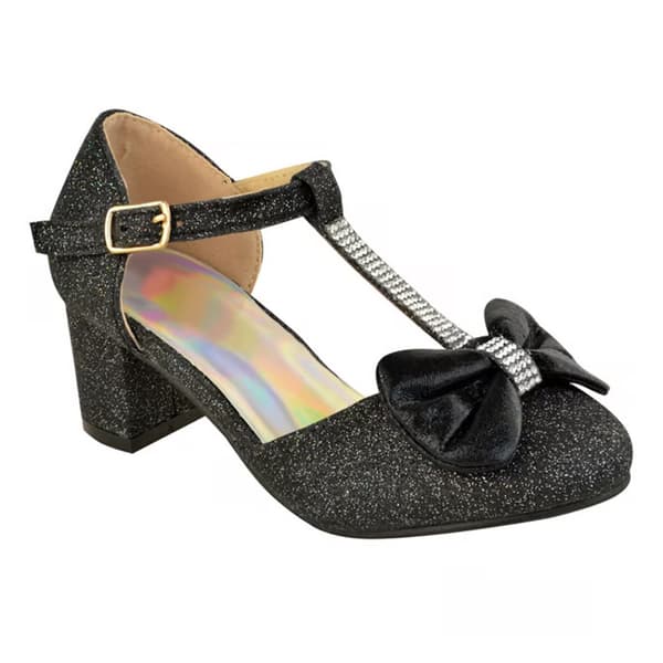 Where's That From Girls Chava Bow Faux Leather Diamante Mid High Heel Sandals