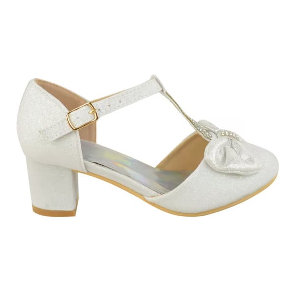 Where's That From Girls Chava Bow Faux Leather Diamante Mid High Heel Sandals