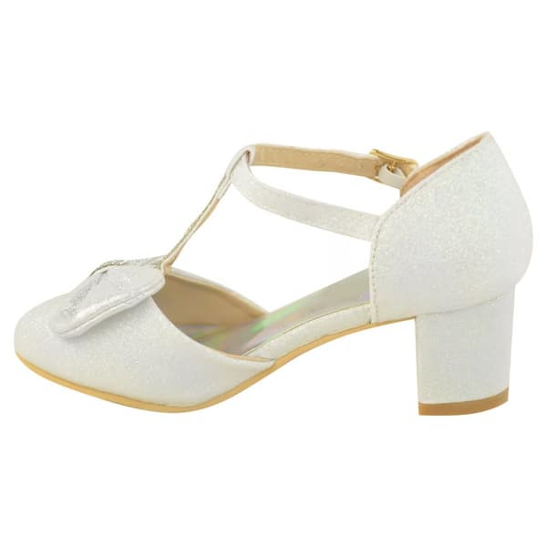 Where's That From Girls Chava Bow Faux Leather Diamante Mid High Heel Sandals