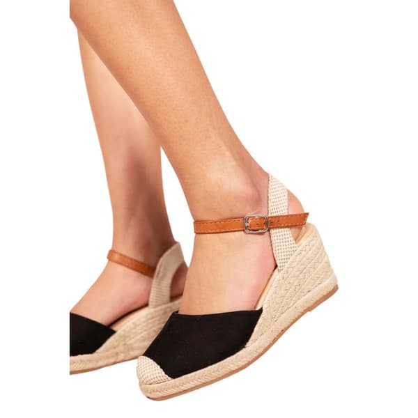 Where's That From Dam/Ladies Blakely Faux Leather Closed Toe Low Wedge Sandals