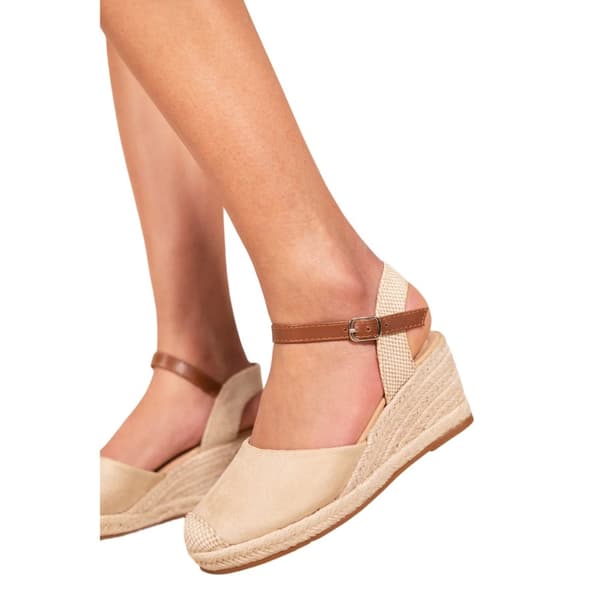 Where's That From Womens/Ladies Blakely Faux Leather Closed Toe Low Wedge Sandals
