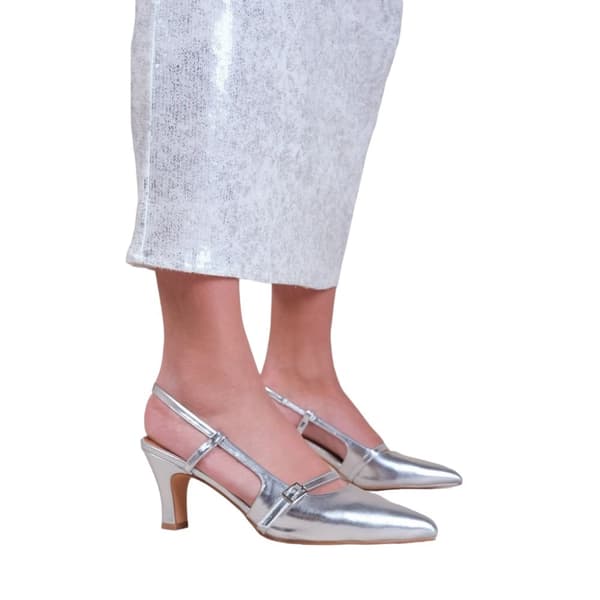 Where's That From Womens/Ladies On Point Sling Back Buckle Detail Mid Heel Sandals