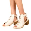 Miniatyrbild 2 av 2: Where's That From Dam/Ladies Reydah Criss-Cross PU Peep Toe Mid High Block Sandaler