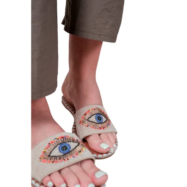 Where's That From Womens/Ladies Cleanse Beaded Eye Flat Sandals