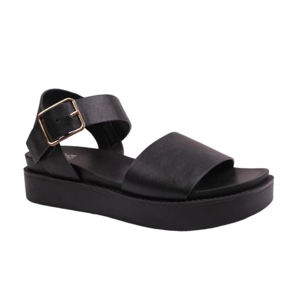 Where's That From Womens/Ladies Phoenix PU Buckle Detail Wide Flat Sandals