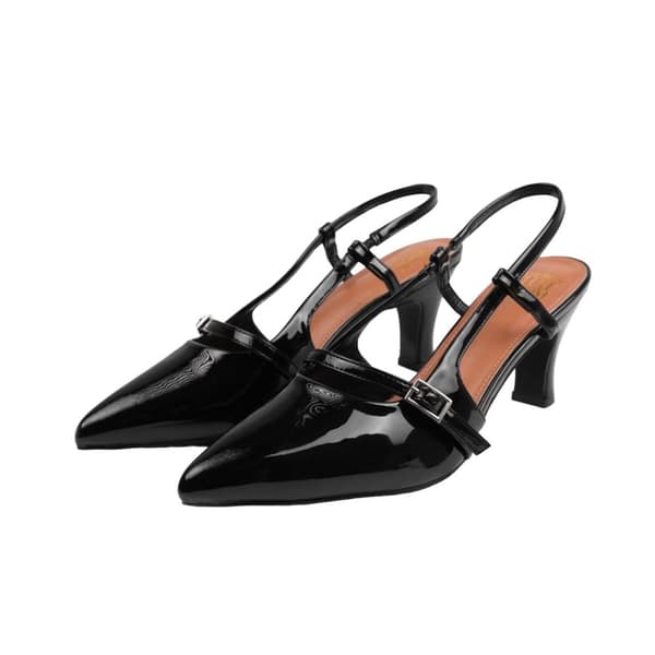 Where's That From Womens/Ladies On Point Sling Back Wide Mid Heel Sandals Black 4 UK Wide