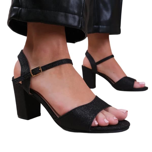 Where's That From Dam/Ladies Paityn Glitter Buckle Block Heel Sandals