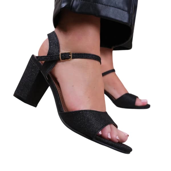 Where's That From Dam/Ladies Paityn Glitter Buckle Block Heel Sandals