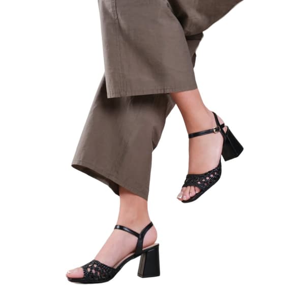 Where's That From Womens/Ladies Rise Braided PU Block Heel Sandals
