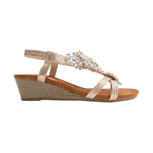 Where's That From Womens/Ladies Cevedo Diamante Flowers Low Wedge Sandals Gold 6 UK