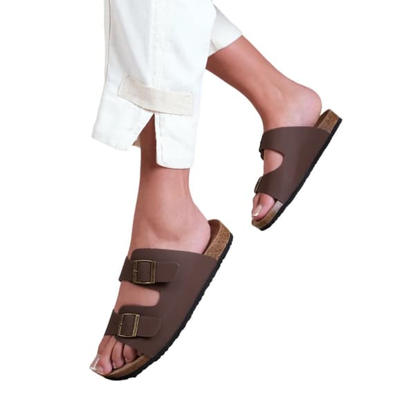 Where's That From Womens/Ladies Willow Nubuck Buckle Detail Flat Sandals