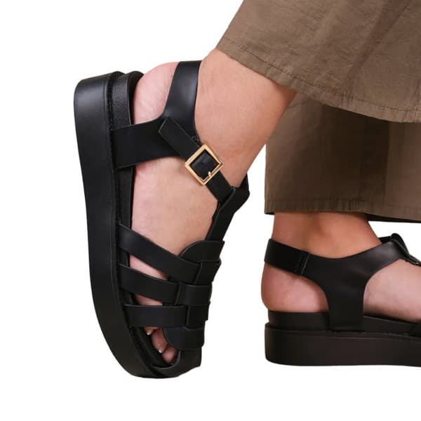 Where's That From Womens/Ladies Louisiana Faux Leather Multi Strap Wide Sandals