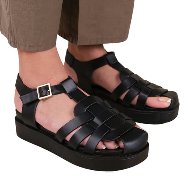 Where's That From Womens/Ladies Louisiana Faux Leather Multi Strap Wide Sandals