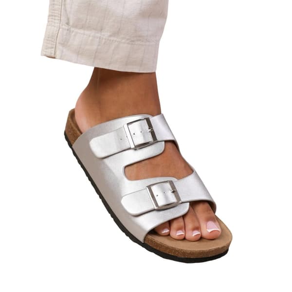 Where's That From Womens/Ladies Willow PU Double Strap Buckle Flat Sandals