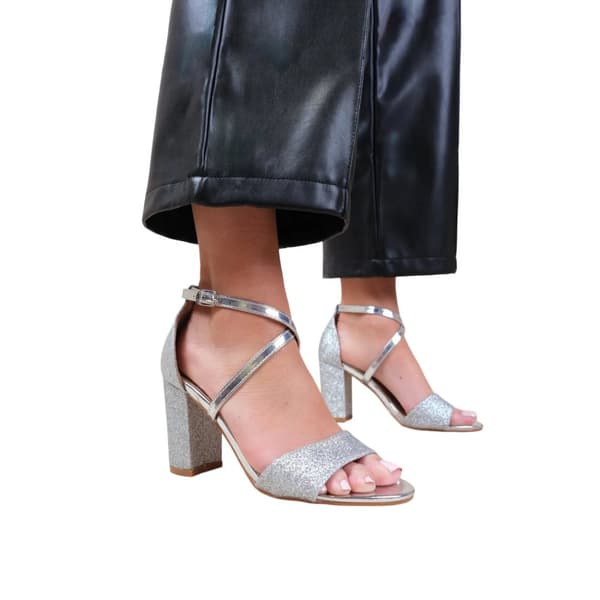 Where's That From Dam/Ladies Ruth Glitter Wide Medium Block Heel Sandaler