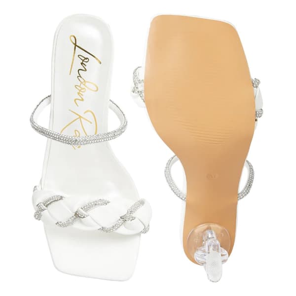 Where's That From Womens/Ladies New Diamante PU Buckle Detail Mid Heel Sandals