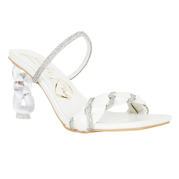 Where's That From Womens/Ladies New Diamante PU Buckle Detail Mid Heel Sandals