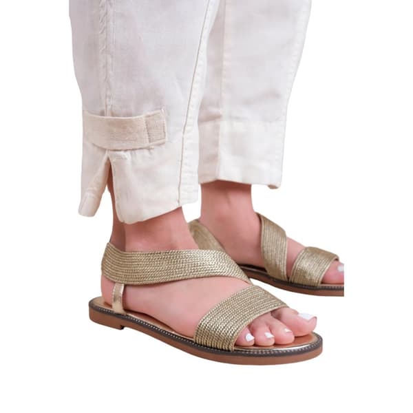 Where's That From Womens/Ladies Studio Threaded Faux Leather Wide Strap Flat Sandals