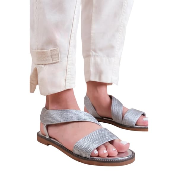 Where's That From Womens/Ladies Studio Threaded Faux Leather Wide Strap Flat Sandals