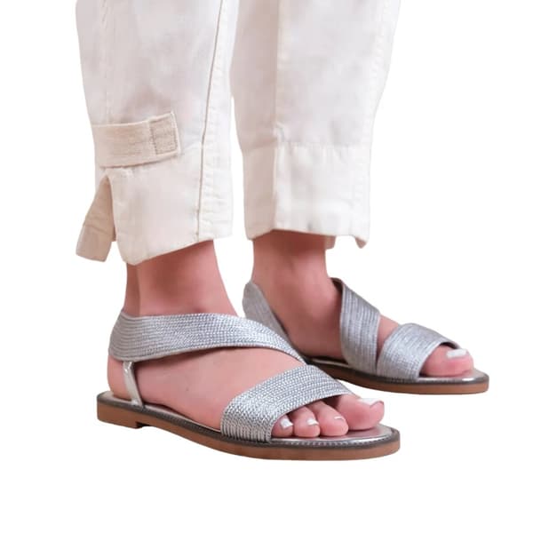 Where's That From Womens/Ladies Studio Threaded Faux Leather Wide Strap Flat Sandals