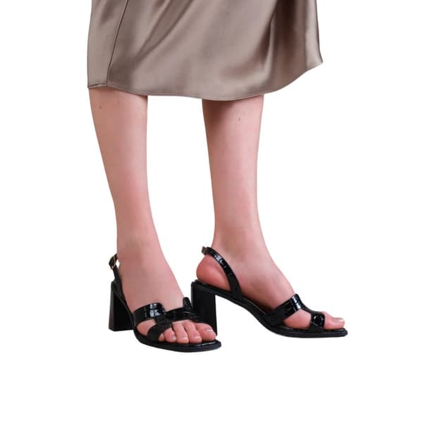 Where's That From Womens/Ladies Stylite Crocodile Print Patent Leather Strappy Block Heel Sandals