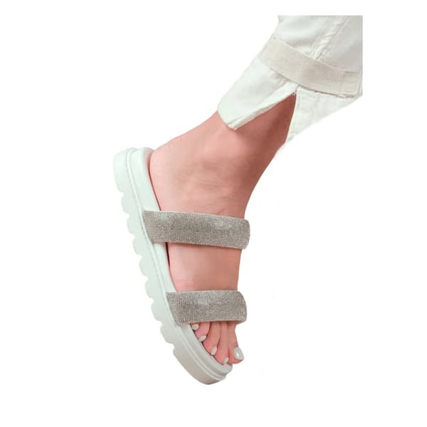 Where's That From Dam/Dam Define Diamante PU Platta Sandaler