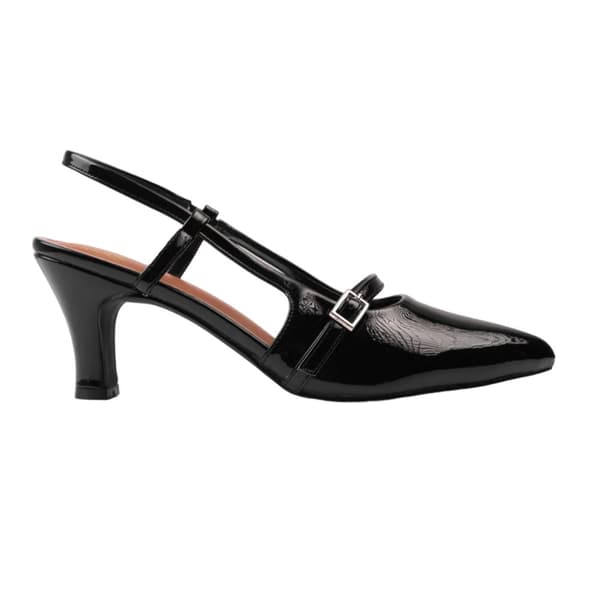 Where's That From Womens/Ladies On Point Buckle Sling Back Mid Heel Sandals Black 5 UK